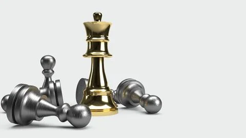 Chess game 3d rendering abstract idea for business content. Stock Photos