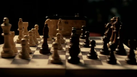 A chess game in an accelerated shooting. Stock Footage 156707949