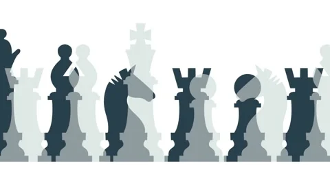 Chess game background. Chess pieces moving sideways and crossing each other. Stock Footage 169855156