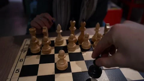 Chess game between two opponents at the table Stock Footage 148013837