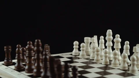 Chess game on black background close up Stock Footage 98655417