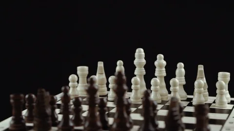 Chess game on black background close up Stock Footage 98655965
