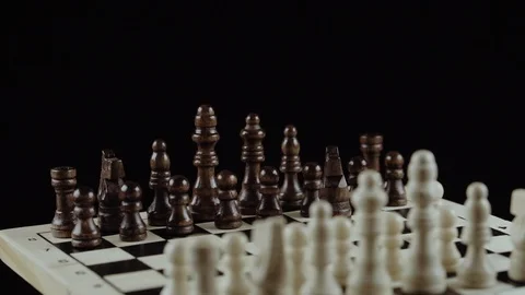 Chess game on black background close up Stock Footage 98656054