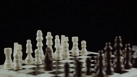 Chess game on black background close up Stock Footage 98656297