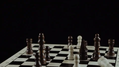Chess game on black background close up Stock Footage 98656487