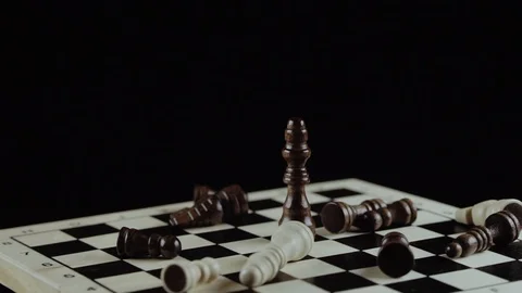 Chess game on black background close up Stock Footage 98656648