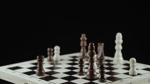 Chess game on black background close up Stock Footage 98656667