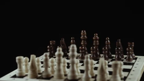 Chess game on black background close up Stock Footage 98656826