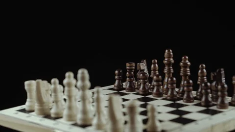 Chess game on black background close up Stock Footage 98656876