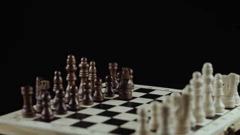Chess game on black background close up Stock Footage 98656906