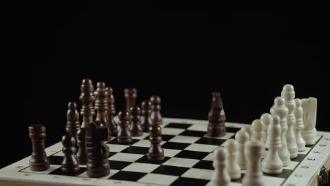 Chess game on black background close up Stock Footage 98657089