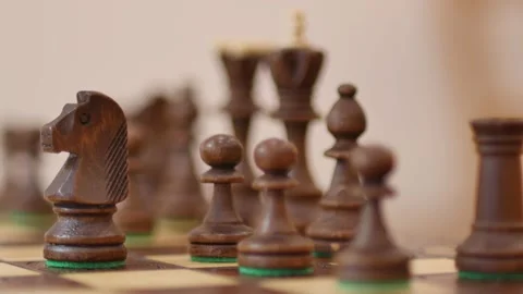 Chess game: black knight activated. chess game. Business, competition, strategy, Stock Footage 146239772