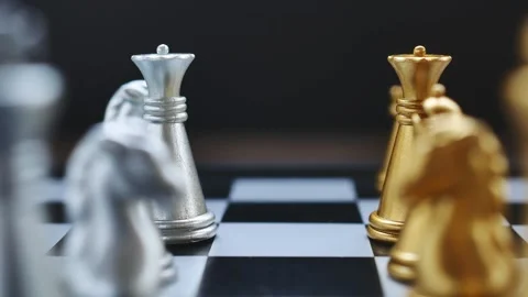 Chess game board move on black background Stock Footage 131687630