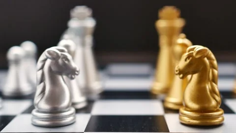Chess game board move on black background3 Stock Footage 131687729