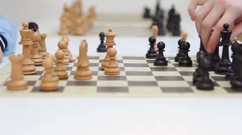 In a chess game on chessboard black queen take white queen Stock Footage 36265561