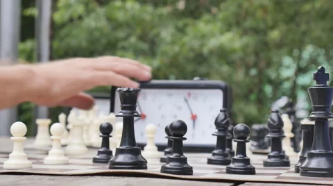 Chess game clock in the Park, close-up 스톡 동영상 64806353