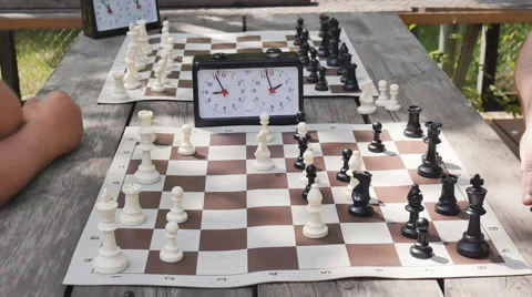 Chess game clock in the Park on a summer day 스톡 동영상 64806292