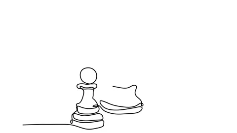 Chess game concept of queen versus king. Continuous one line drawing vector illu Stock Footage 144906008