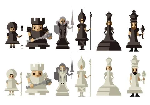 Chess game cute pieces Stock Illustration