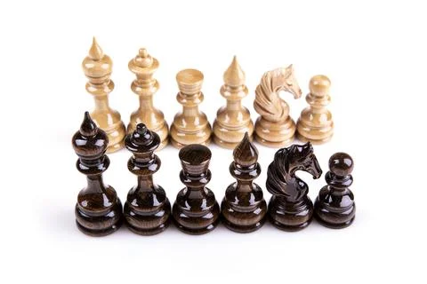 Chess game figures on white background Stock Photos
