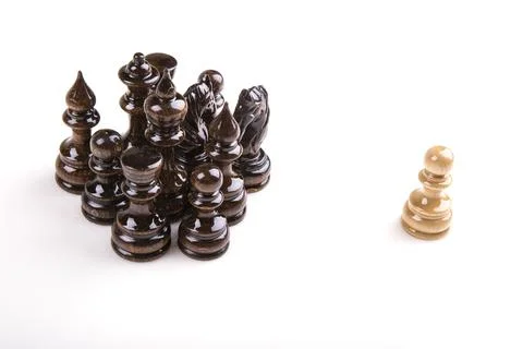 Chess game figures on white background Foto stock