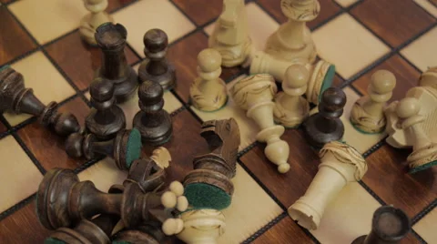 Chess. The game is finished. To remove pieces from the chessboard. Chess Board. Stock Footage 40586791