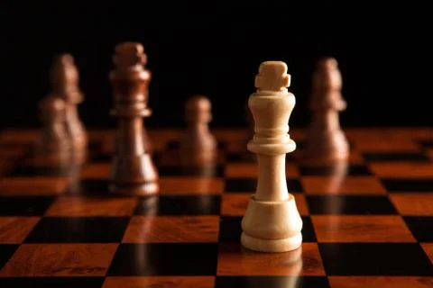 Chess game with the king in the center Stock Photos