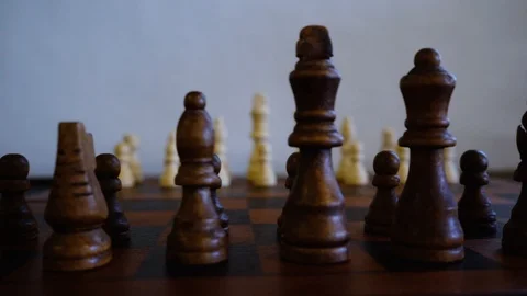 Chess Game L to R Pan Black Focus Close Video stock 124336692
