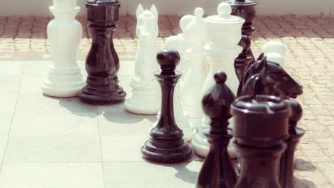 Chess game with large pieces Stock Photos