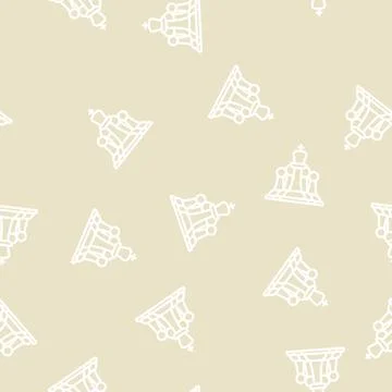 Chess game line vector seamless pattern Stock Illustration