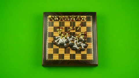 Chess Game Over Time Lapse With Approaching Von Chroma Key. Видео 105398094