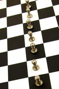 Chess game - pawns in rows, lined up Stock Photos