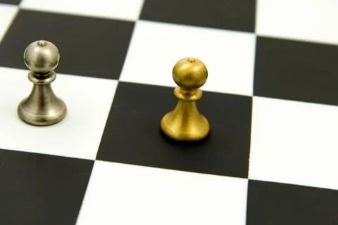 Chess game - pawns in rows, lined up Stock Photos