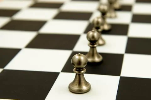 Chess game - pawns in rows, lined up Stock Photos