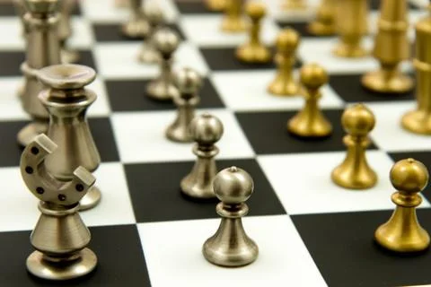 Chess game - pawns in rows, lined up Stock Photos