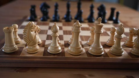 Chess game pieces showing with a camera otion from left to right Stock Footage 109389017