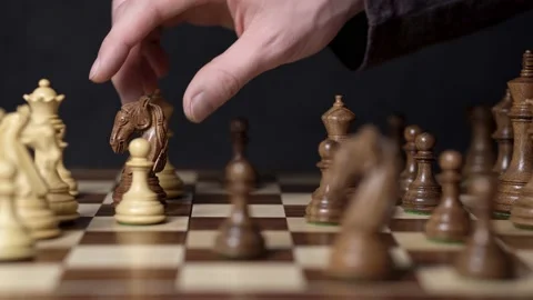 The chess game is played for a long time. Stock Footage 153045338