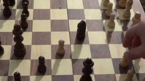 Chess game, playing chess, intelligence, board game, outdoors, recreation Stock Footage 262680375
