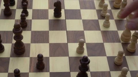Chess game, playing chess, intelligence, board game, outdoors, recreation Stock Footage 262680377