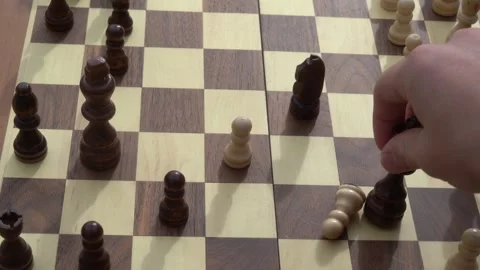 Chess game, playing chess, intelligence, board game, outdoors, recreation Stock Footage 262680443