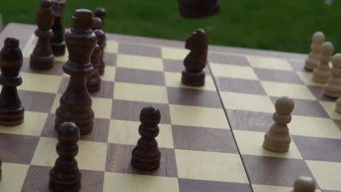 Chess game, playing chess, intelligence, board game, outdoors, recreation Stock Footage 262680445
