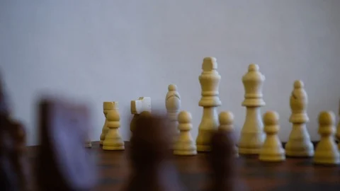 Chess Game R to L Pan Dramatic DoF White and Black Video stock 124338146
