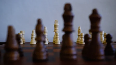 Chess Game R to L Pan with White Focus Video stock 124338488