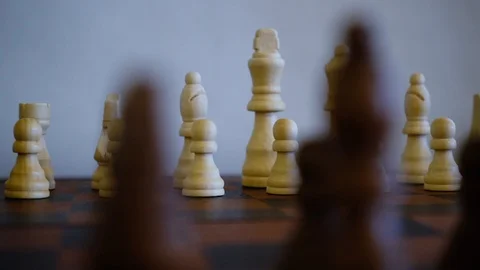 Chess Game R to L Pan with White Focus Video stock 124339101