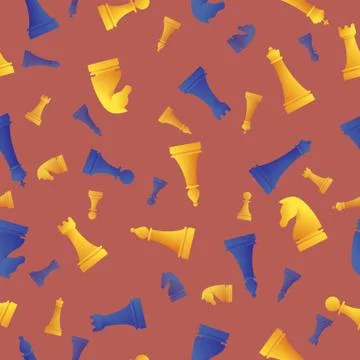 Chess game seamless pattern in cartoon style. イラスト素材