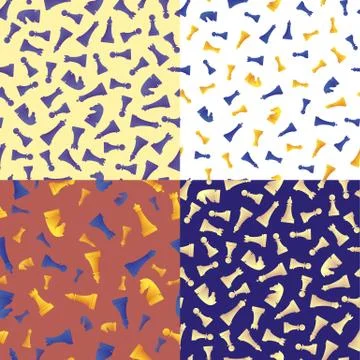 Chess game seamless patterns set Stock Illustration