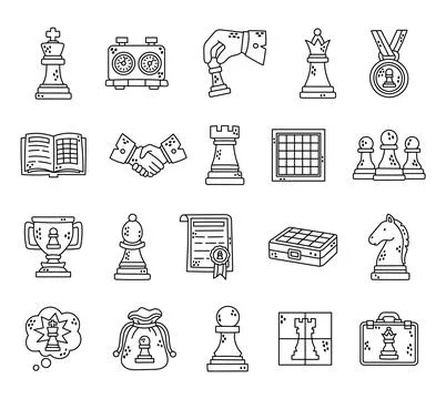 Chess game set featuring king queen rook Stock Illustration