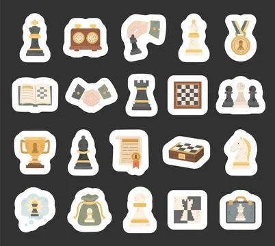 Chess game set featuring king queen rook Stock Illustration