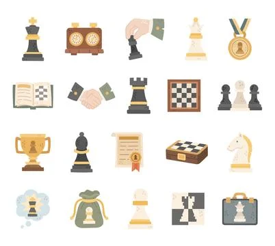 Chess game set featuring king queen rook Stock Illustration