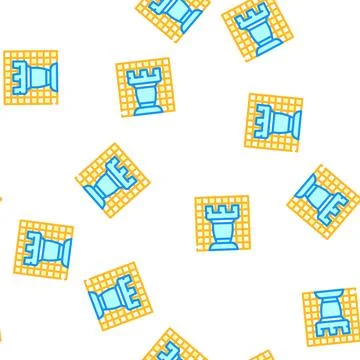Chess game vector seamless pattern color Stock Illustration